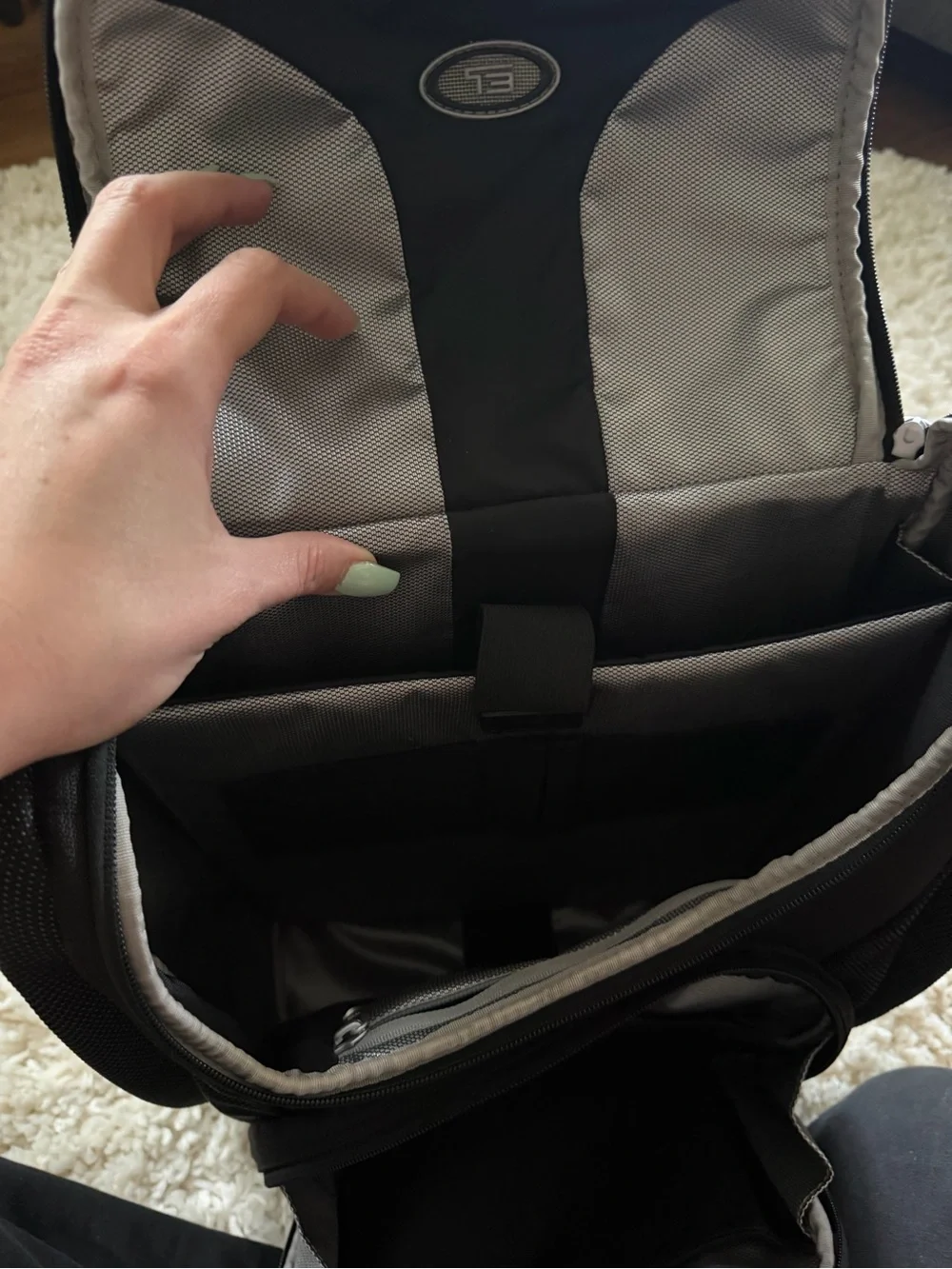 Tumi Black luxury, travel, high-end Backpack with Gray Interior and Card Slots